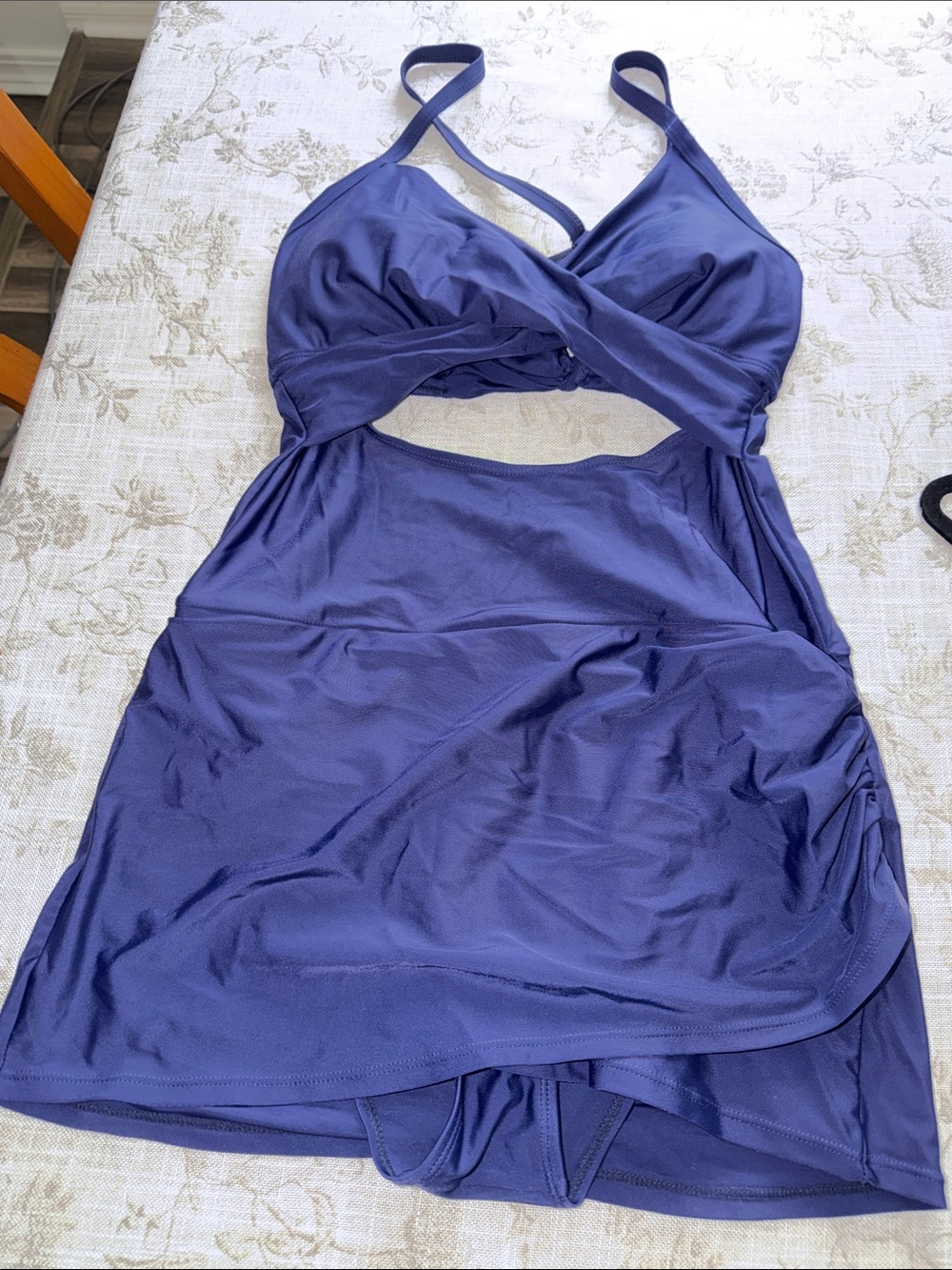 Cross-Front Navy One-Piece Swimdress.GRAPENT One Piece Bathing Suit for Women